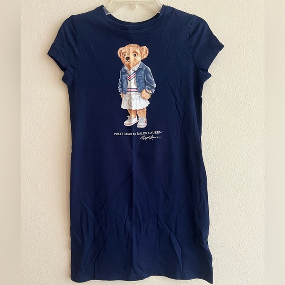 New Polo Ralph Lauren Navy Teddy Bear Dress Size M ( 8- 10 ) 140 /64 - Picture 1 of 6